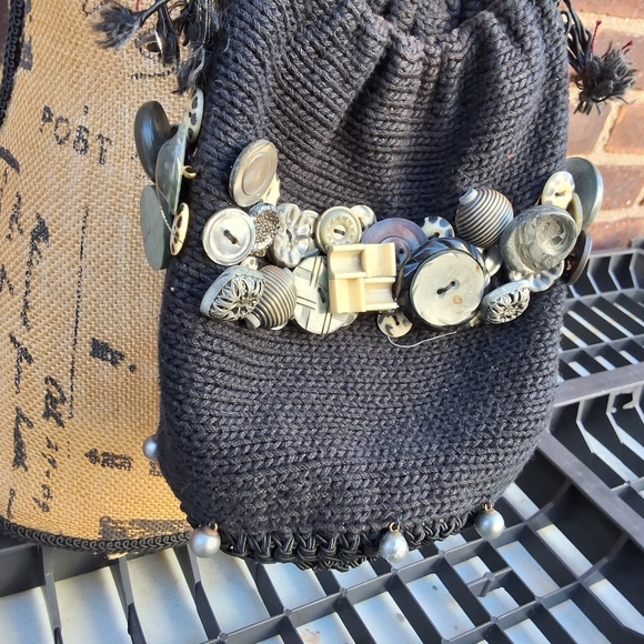 Carol Kurtz OOAK vintage button drawstring cricket bag - Picture 10 of 13